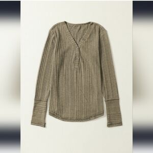 ✨️End Of Winter Sale✨️Jungle Green V Neck Button Ribbed Knit Top (New/Unused)